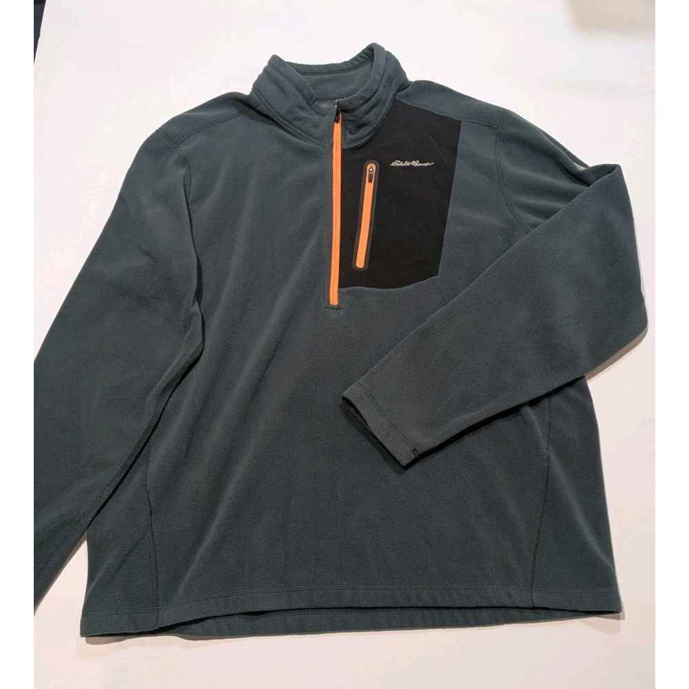 Eddie Bauer First Ascent pullover Mens 1/4 Zip Mock Neck Fleece Sweater XL‎ Gray
